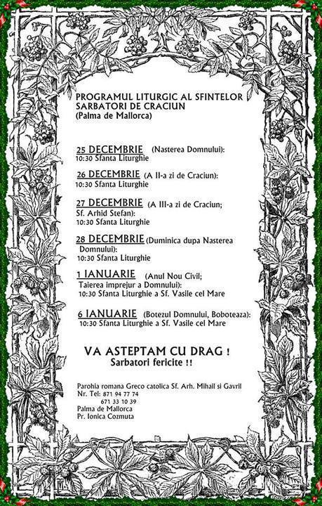 Programul Liturgic – Parohia Greco Catolica Palma